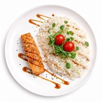 Стейк из лосося с рисом 37812626